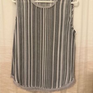 Who What Wear Black and White Striped Tank Top